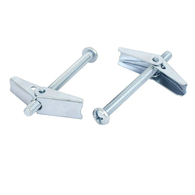 Harfington 1/4" x 3" Male Thread Spring Loaded Hollow Wall Round Head Toggle Bolt 10pcs