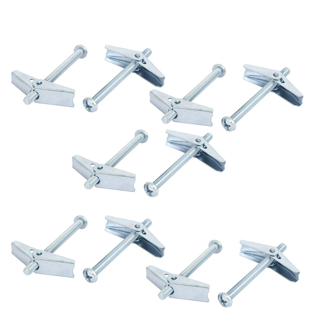 Harfington 1/4" x 3" Male Thread Spring Loaded Hollow Wall Round Head Toggle Bolt 10pcs