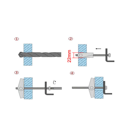 Harfington 5/16" X 3" Male Thread Spring Loaded Hollow Wall Round Head Toggle Bolt 5pcs