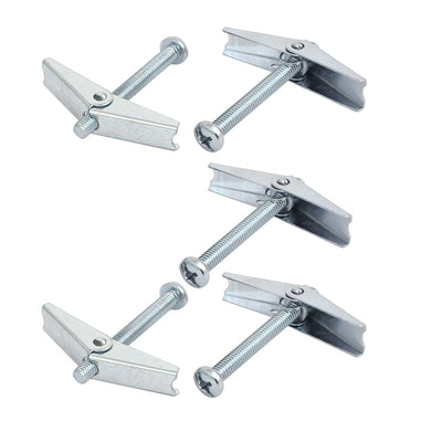 Harfington 5/16" X 3" Male Thread Spring Loaded Hollow Wall Round Head Toggle Bolt 5pcs