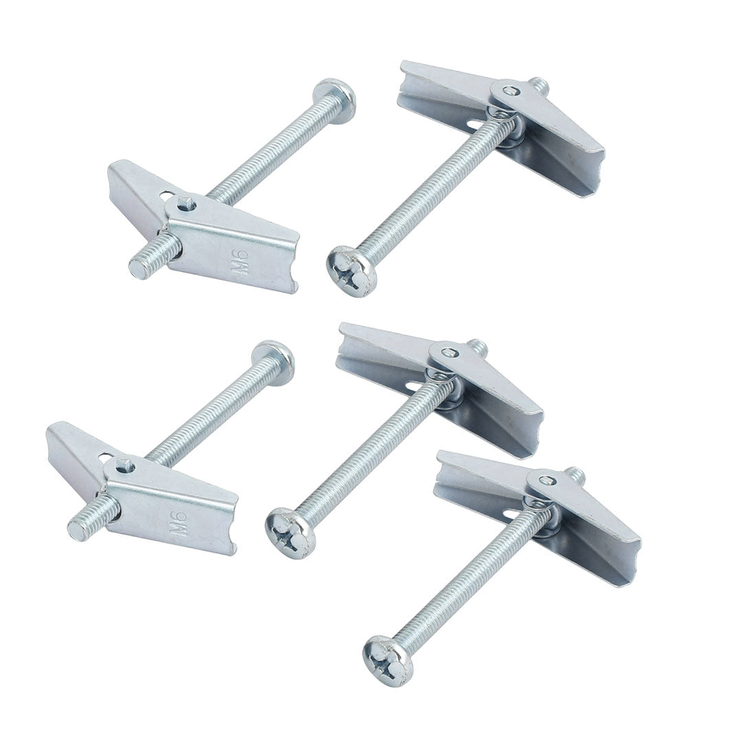 Harfington M6 x 75mm Male Thread Spring Loaded Hollow Wall Round Head Toggle Bolt 5pcs