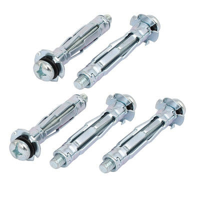 Harfington M6x52mm Thread Expansion Bolt Sleeve Anchor 5pcs for 3mm-16mm Hollow Wall