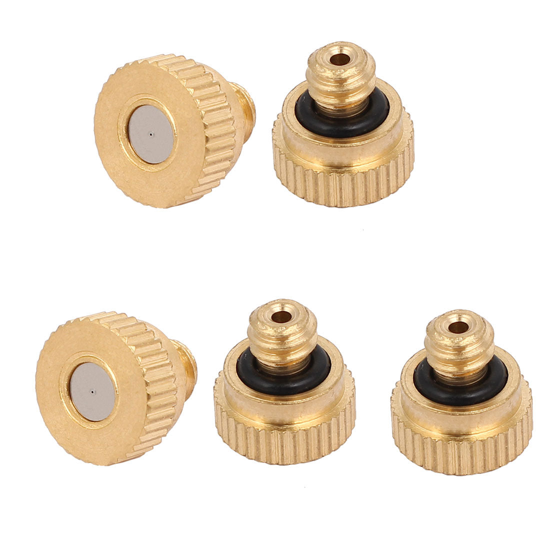 Harfington 0.15mm Orifice Diameter 9mm Long Brass Mist Nozzle Gold Tone 5pcs