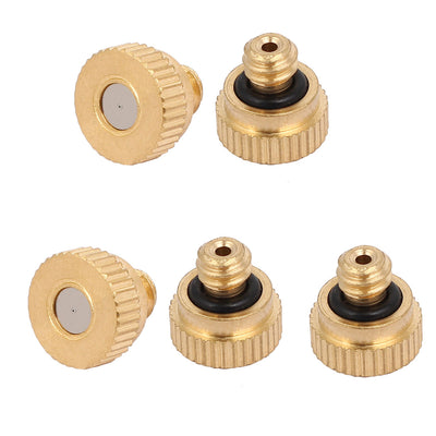 Harfington 0.2mm Orifice Diameter 9mm Long Brass Mist Nozzle Gold Tone 5pcs