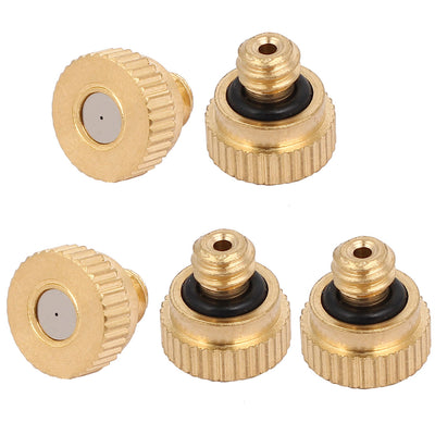 Harfington 0.3mm Orifice Diameter 9mm Long Brass Mist Nozzle Gold Tone 5pcs
