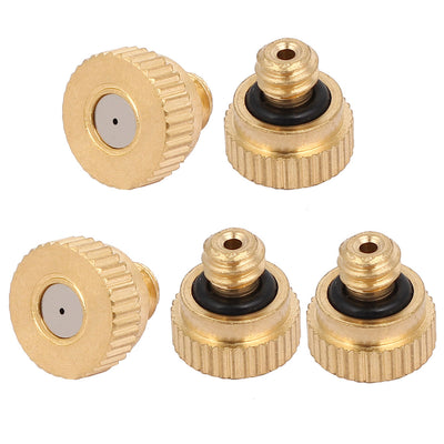 Harfington 0.6mm Orifice Dia 9mm Long Brass Mist Nozzle Gold Tone 5pcs