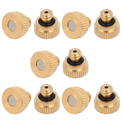 Harfington 0.15mm Orifice Dia 9mm Long Brass Mist Nozzle Gold Tone 10pcs
