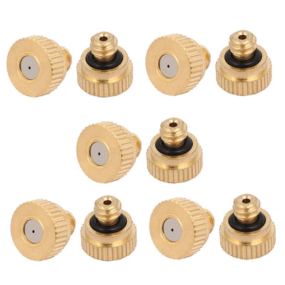 Harfington 0.6mm Orifice Dia 9mm Long Brass Mist Nozzle Gold Tone 10pcs