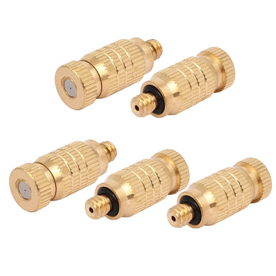 Harfington 0.4mm Orifice Dia 25mm Long Brass Mist Nozzle Gold Tone 5pcs
