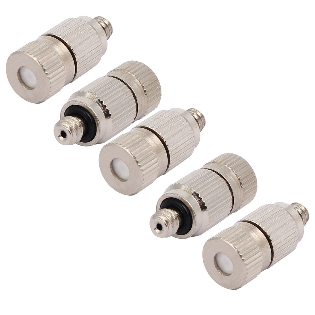 Harfington 0.1mm Orifice Dia 4.5mm Male Thread 22mm Length Mist Nozzle Silver Tone 5pcs