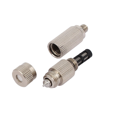 Harfington 0.1mm Orifice Dia 4.5mm Male Thread 40mm Length Mist Nozzle Silver Tone 5pcs