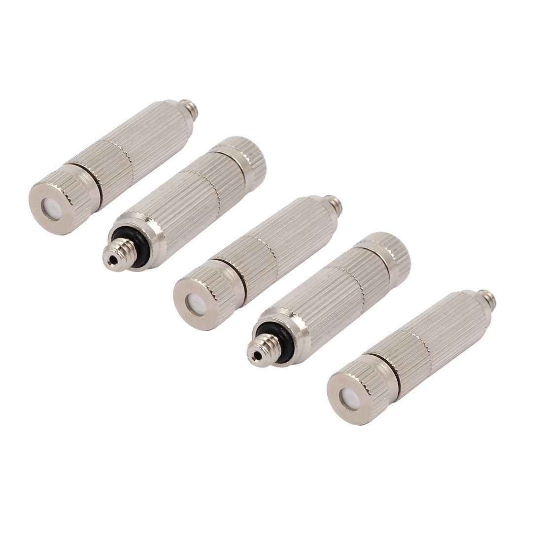 Harfington 0.1mm Orifice Dia 4.5mm Male Thread 40mm Length Mist Nozzle Silver Tone 5pcs