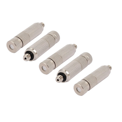 Harfington 0.1mm Orifice Dia 4.5mm Male Thread 40mm Length Mist Nozzle Silver Tone 5pcs