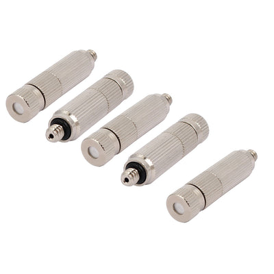 Harfington 0.15mm Orifice Dia 4.5mm Male Thread 40mm Long Mist Nozzle Silver Tone 5pcs