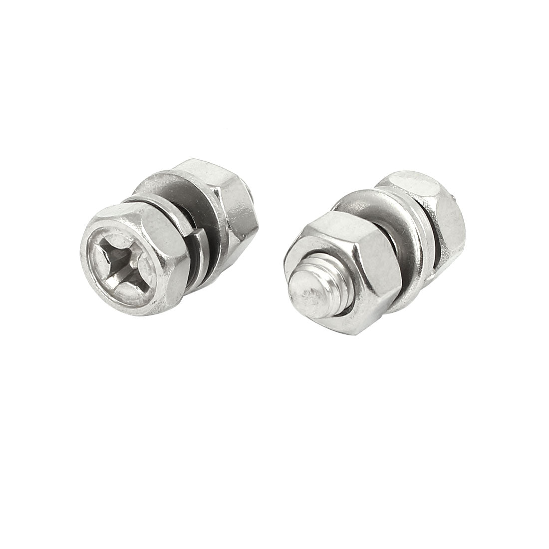 Harfington M6x14mm 304 Stainless Steel Phillips Drive Hex Head Screw Nut w Washer 10 Sets