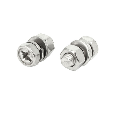 Harfington M6x14mm 304 Stainless Steel Phillips Drive Hex Head Screw Nut w Washer 10 Sets