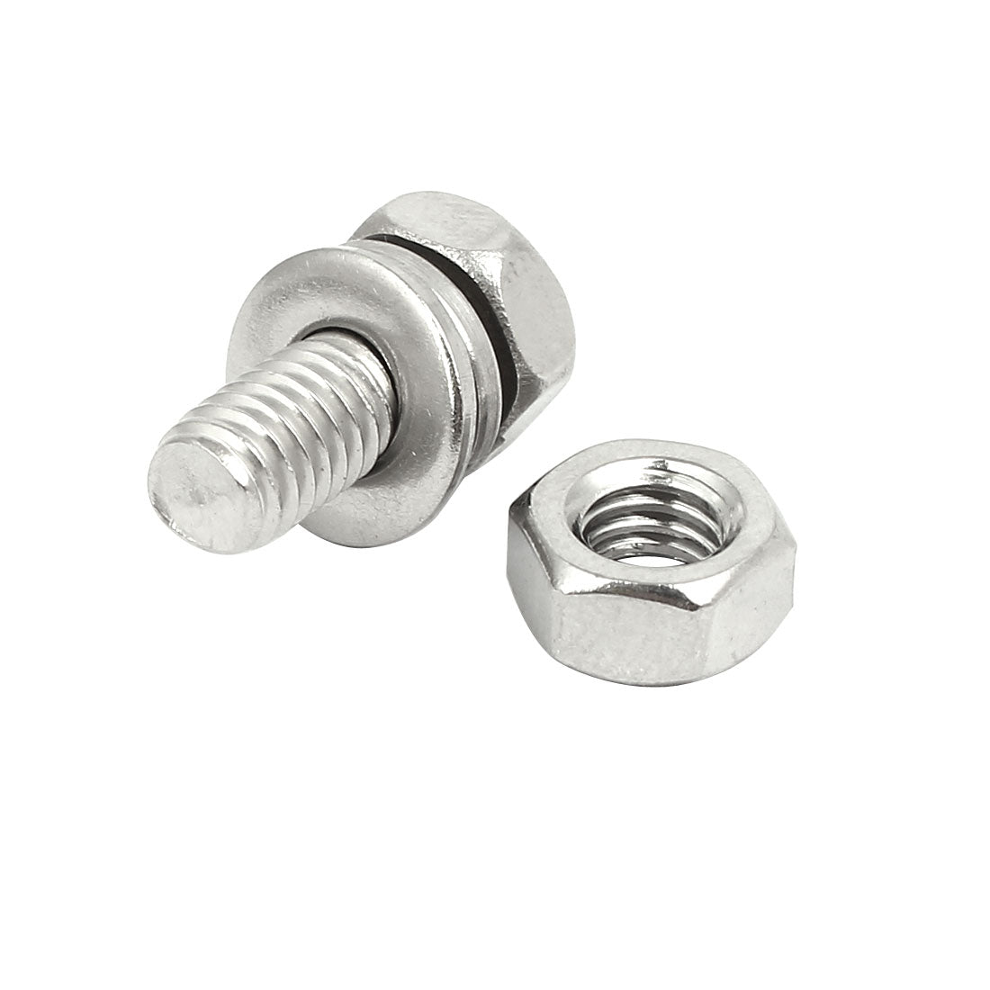 Harfington M6x14mm 304 Stainless Steel Phillips Drive Hex Head Screw Nut w Washer 10 Sets