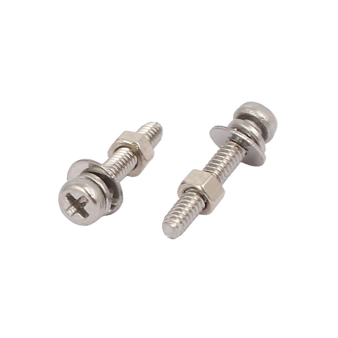 Harfington M1.6x10mm 304 Stainless Steel Phillips Pan Head Bolt Screw Nut w Washer 25 Sets