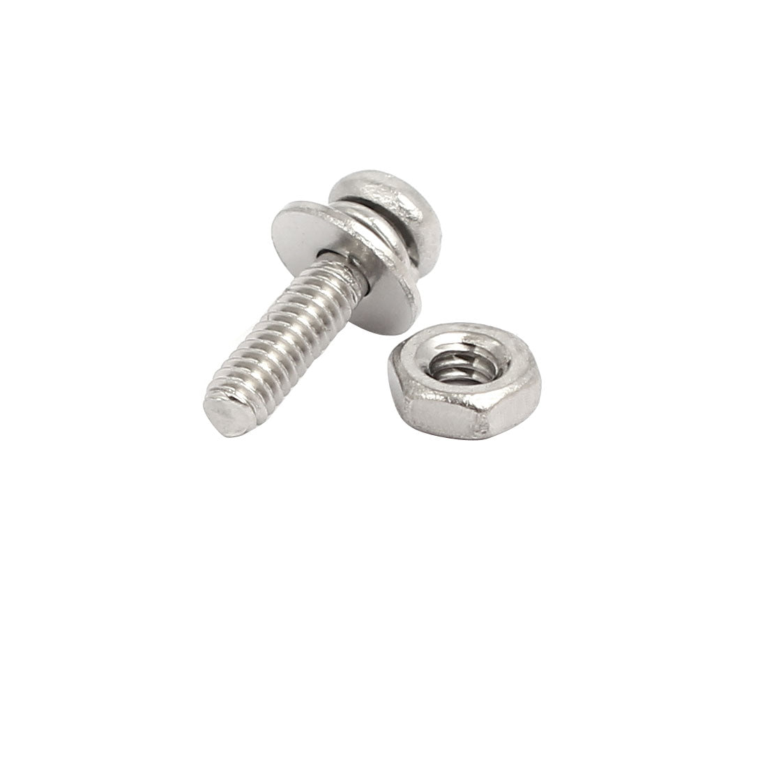 Harfington M2x8mm 304 Stainless Steel Phillips Pan Head Bolt Screw Nut w Washer 25 Sets