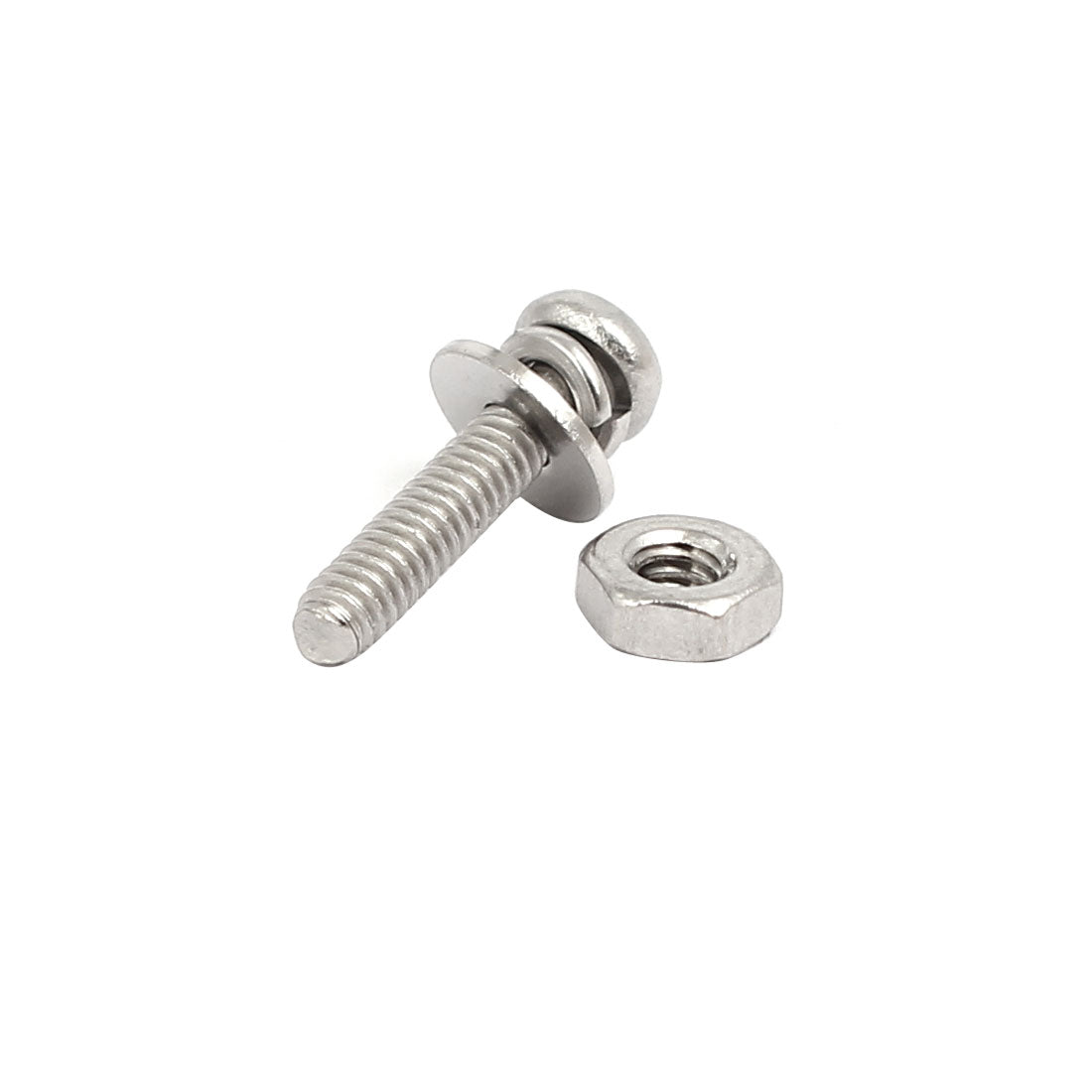 Harfington M2x10mm 304 Stainless Steel Phillips Pan Head Bolt Screw Nut w Washer 25 Sets