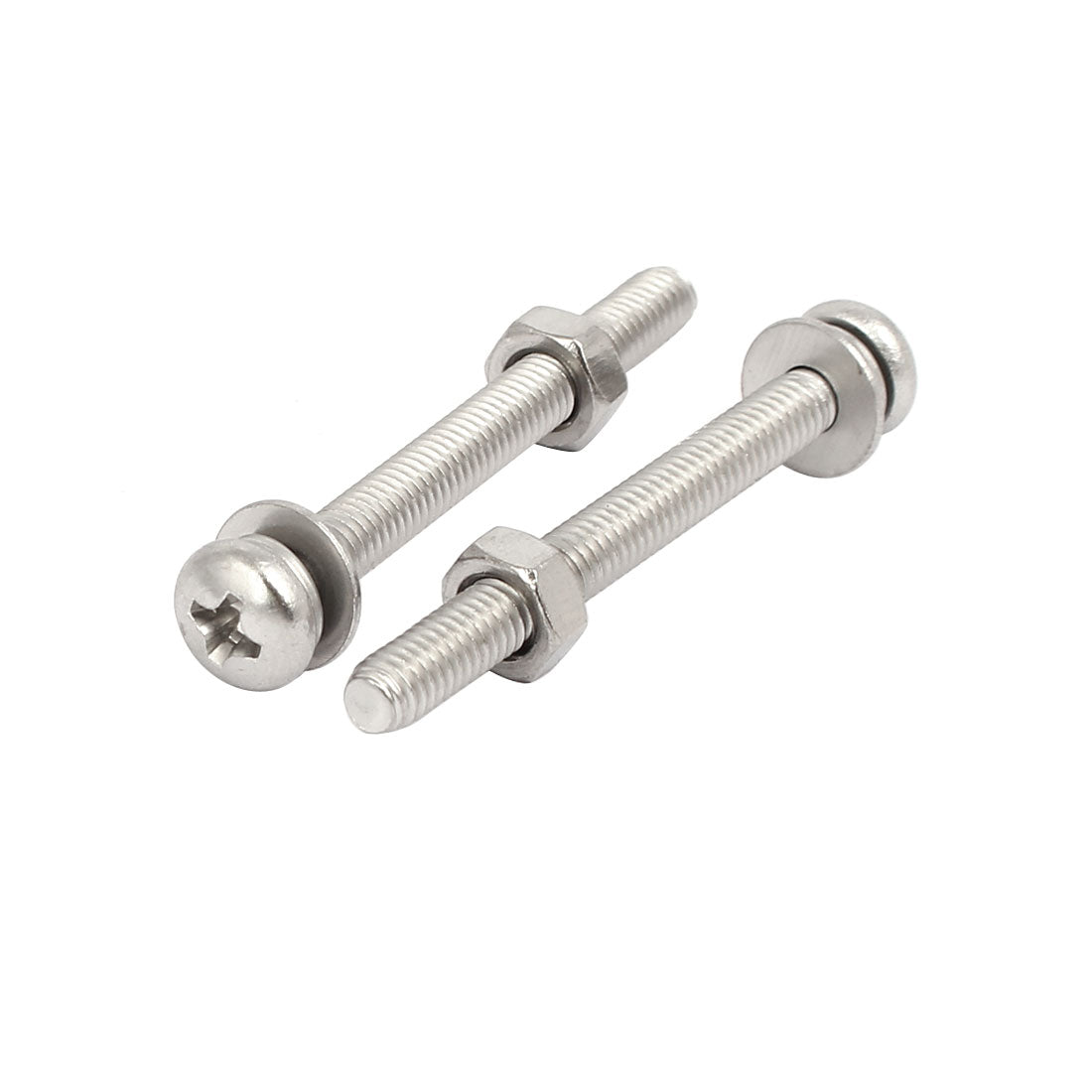 Harfington M4x40mm 304 Stainless Steel Phillips Pan Head Bolt Screw Nut w Washer 20 Sets