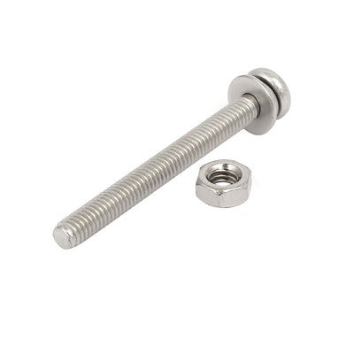 Harfington M4x40mm 304 Stainless Steel Phillips Pan Head Bolt Screw Nut w Washer 20 Sets