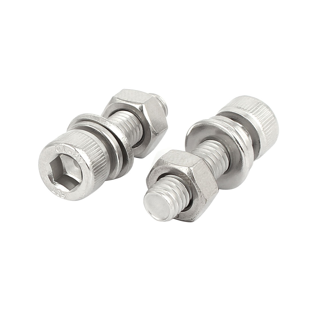 Harfington M6x22mm 304 Stainless Steel Hex Socket Head Cap Bolt Screw Nut w Washer 8 Sets