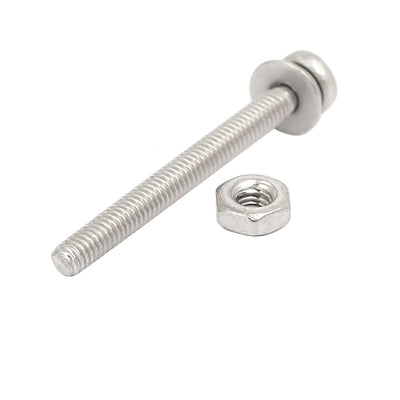 Harfington M2.5x25mm 304 Stainless Steel Phillips Pan Head Bolt Screw Nut w Washer 18 Sets
