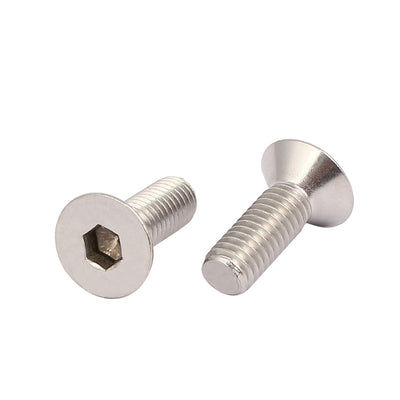 Harfington M6x18mm 316 Stainless Steel Flat Head Hex Socket Cap Screws Silver Tone 6pcs