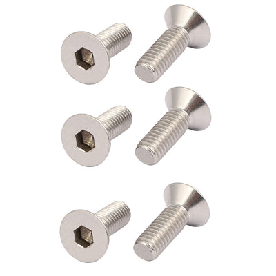 Harfington M6x18mm 316 Stainless Steel Flat Head Hex Socket Cap Screws Silver Tone 6pcs