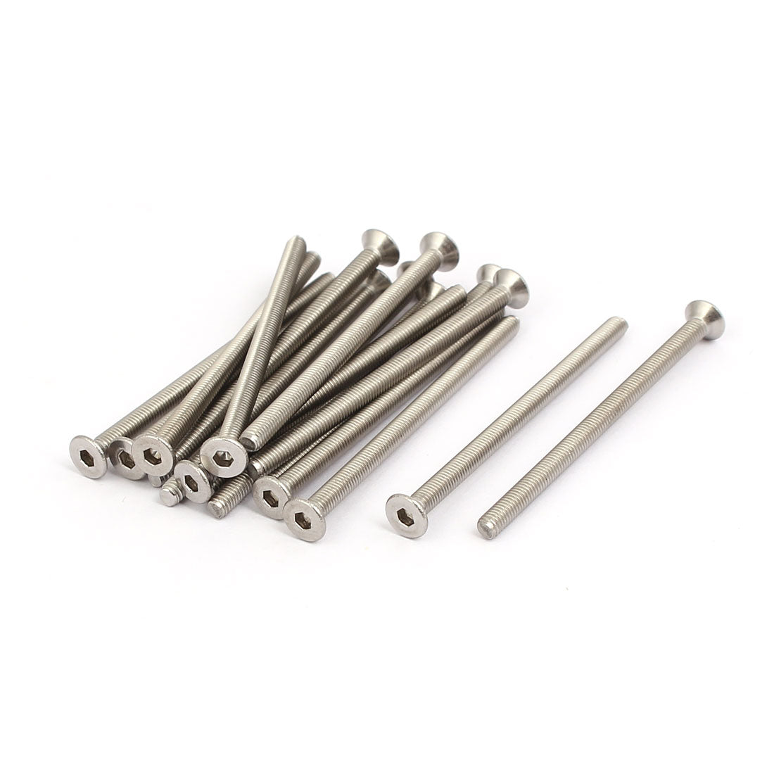 Harfington M3x50mm 316 Stainless Steel Flat Head Hex Socket Cap Screws Silver Tone 15pcs