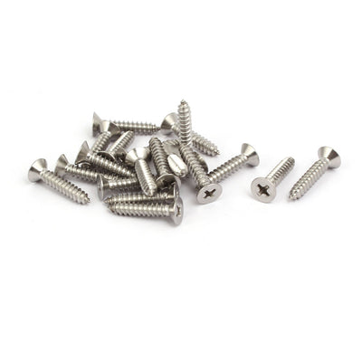 Harfington M4.8x25mm 316 Stainless Steel Flat Head Phillips Self Tapping Screw Bolt 20pcs