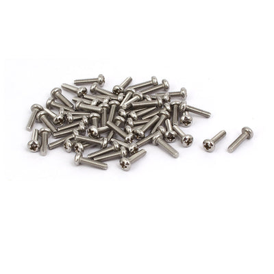 Harfington M2x8mm 316 Stainless Steel Phillips Round Pan Head Machine Screw Bolt 60pcs