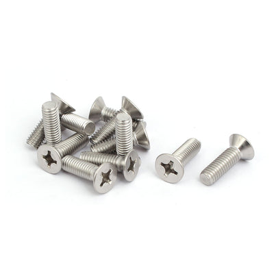 Harfington M6x20mm 316 Stainless Steel Phillips Countersunk Bolt Machine Screw 12pcs