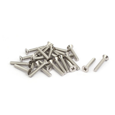 Harfington M4x25mm 316 Stainless Steel Phillips Socket Flat Head Machine Screws 25pcs