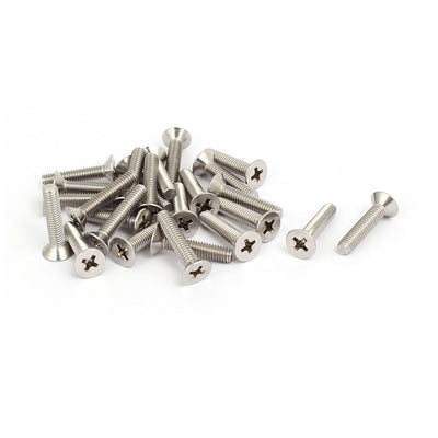 Harfington M4x20mm 316 Stainless Steel Phillips Socket Flat Head Machine Screws 25pcs