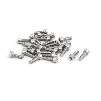 Harfington M2.5X8mm 316 Stainless Steel Fully Thread Hex Socket Cap Screw Bolt 25pcs