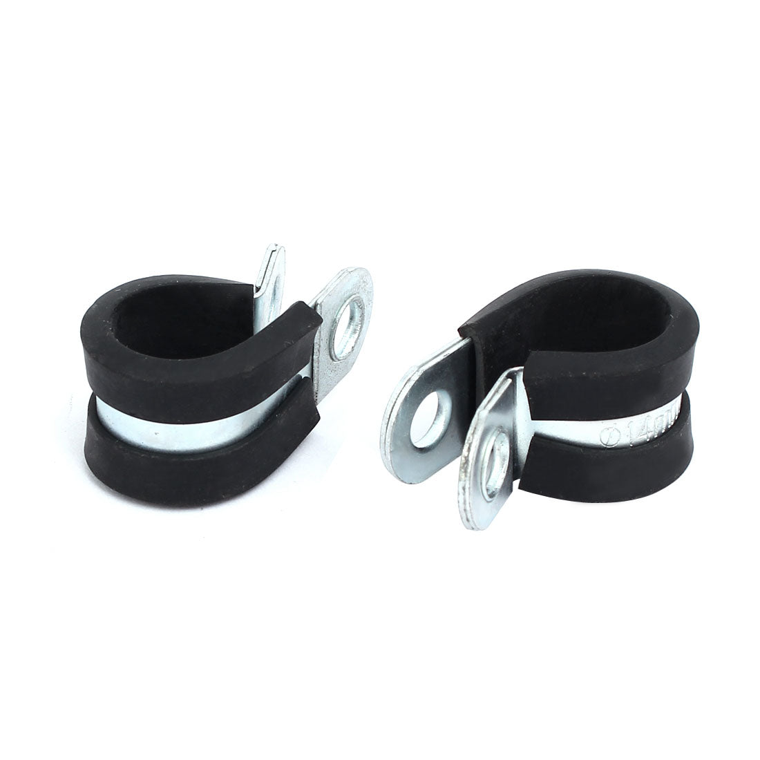 Harfington 14mm Dia Rubber Lined R Shaped Zinc Plated Pipe Clip Cable Clamp 10pcs