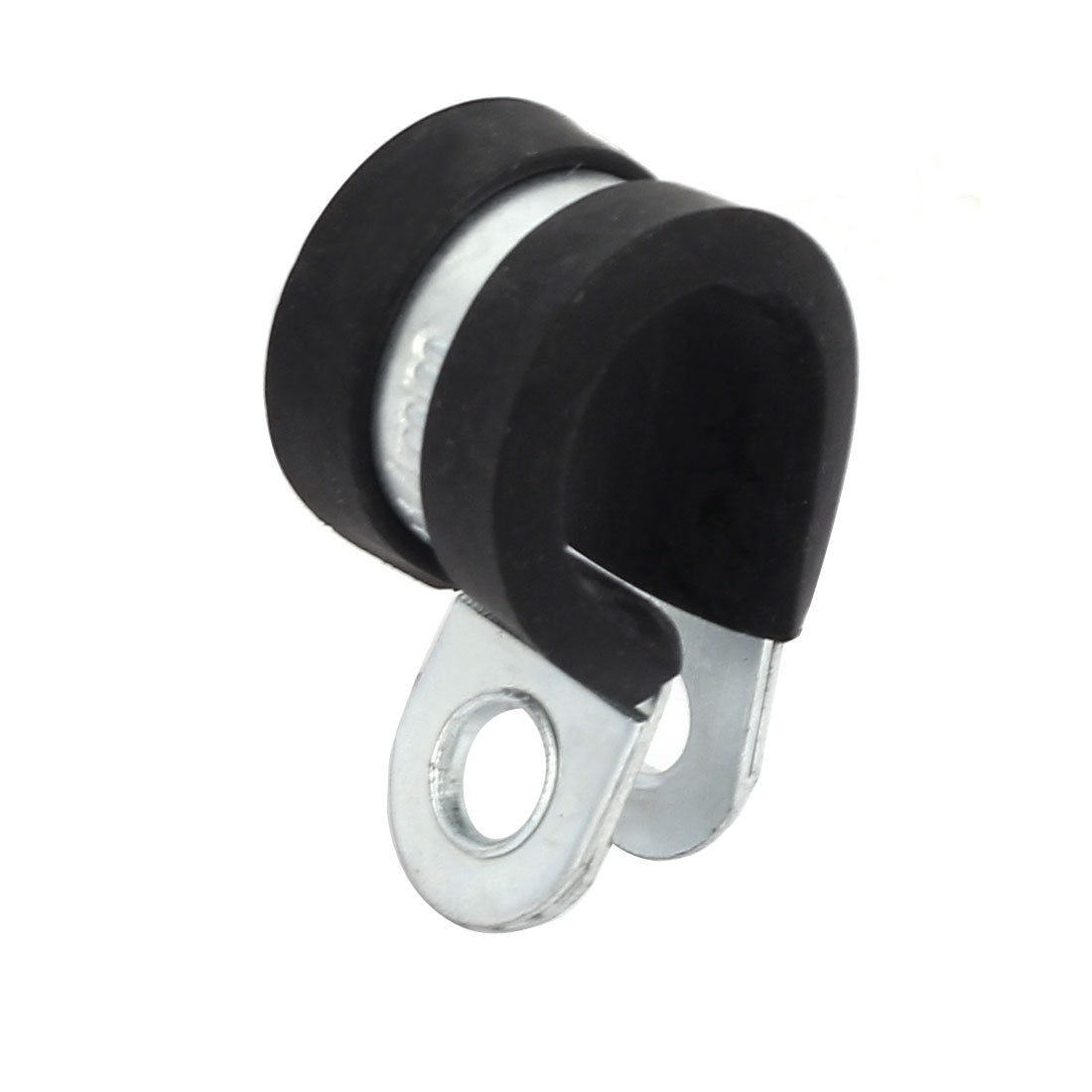 Harfington 14mm Dia Rubber Lined R Shaped Zinc Plated Pipe Clip Cable Clamp 10pcs