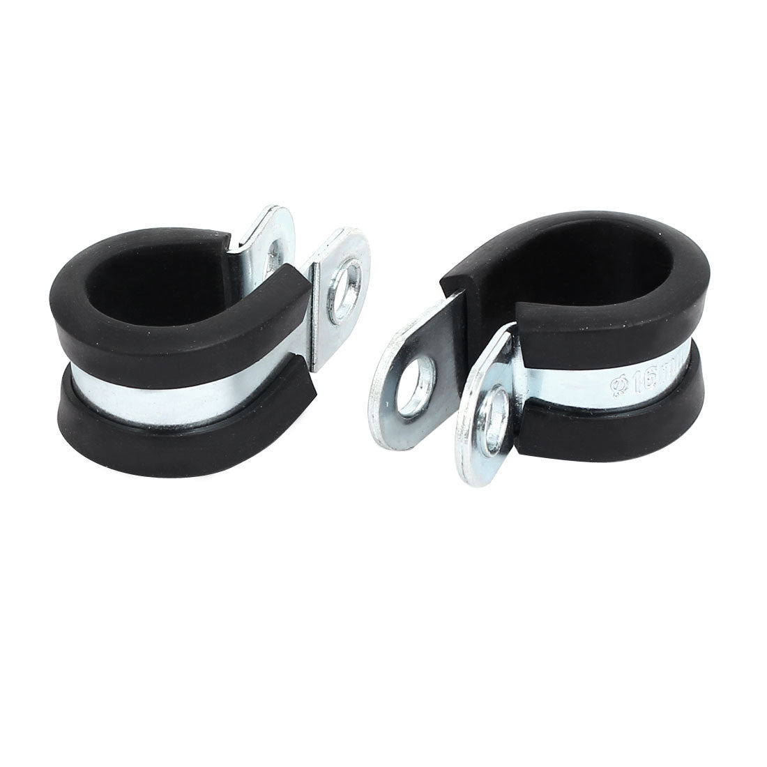 Harfington 16mm Dia Rubber Lined R Shaped Zinc Plated Pipe Clip Cable Clamp 10pcs