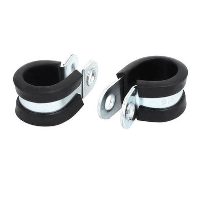 Harfington 16mm Dia Rubber Lined R Shaped Zinc Plated Pipe Clip Cable Clamp 10pcs