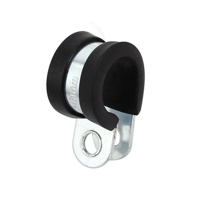 Harfington 16mm Dia Rubber Lined R Shaped Zinc Plated Pipe Clip Cable Clamp 10pcs