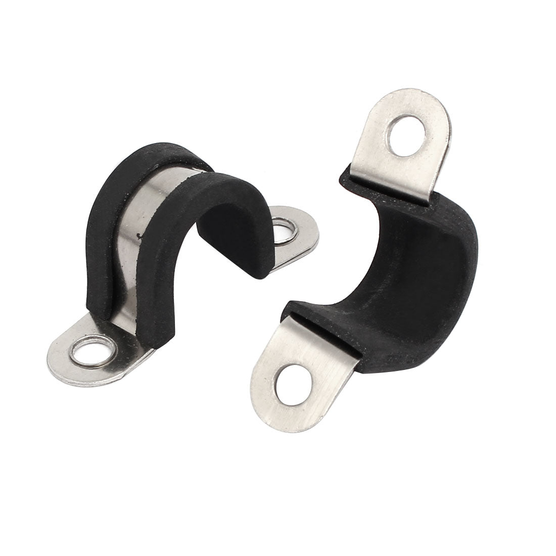 Harfington 14mm Dia Rubber Lined U Shaped 304 Stainless Steel Pipe Clip Hose Clamp 4pcs