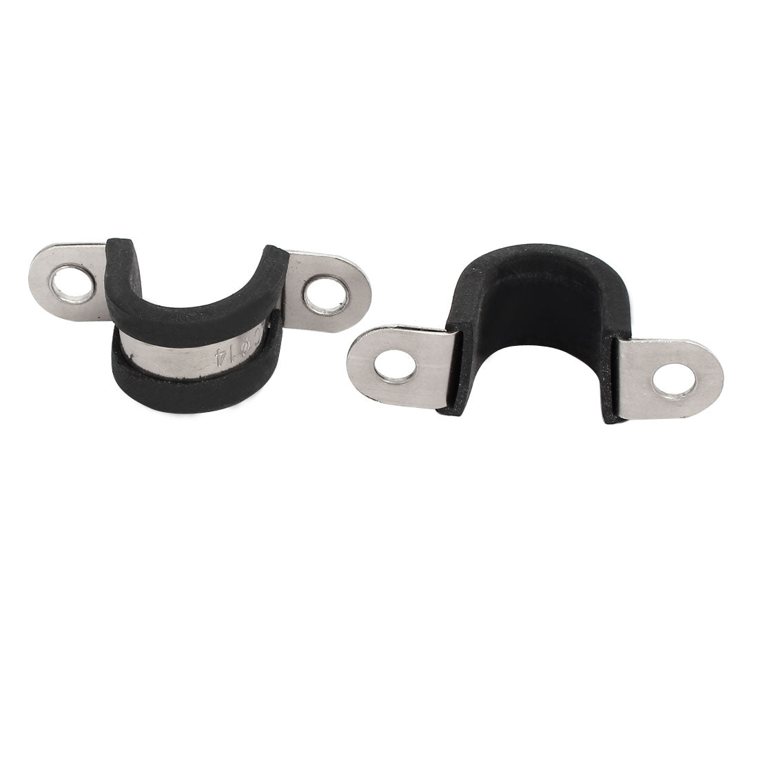 Harfington 14mm Dia Rubber Lined U Shaped 304 Stainless Steel Pipe Clip Hose Clamp 4pcs