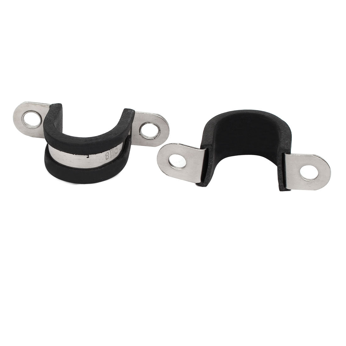 Harfington 18mm Dia Rubber Lined U Shaped 304 Stainless Steel Pipe Clip Hose Clamp 4pcs