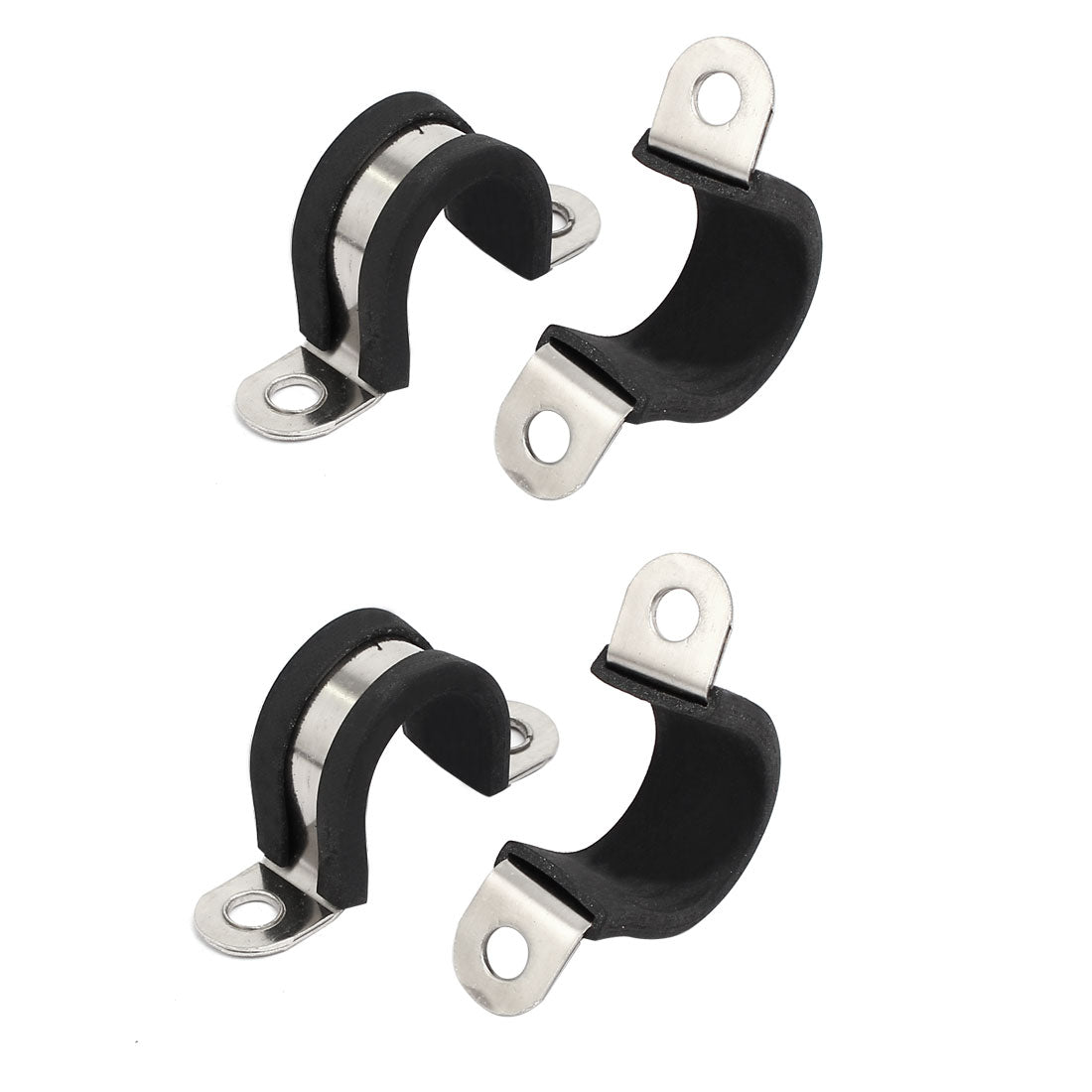 Harfington 18mm Dia Rubber Lined U Shaped 304 Stainless Steel Pipe Clip Hose Clamp 4pcs