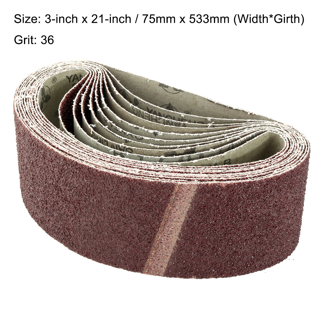 Harfington 3-Inch x 21-Inch Aluminum Oxide Sanding Belt Lapped Joint 10pcs
