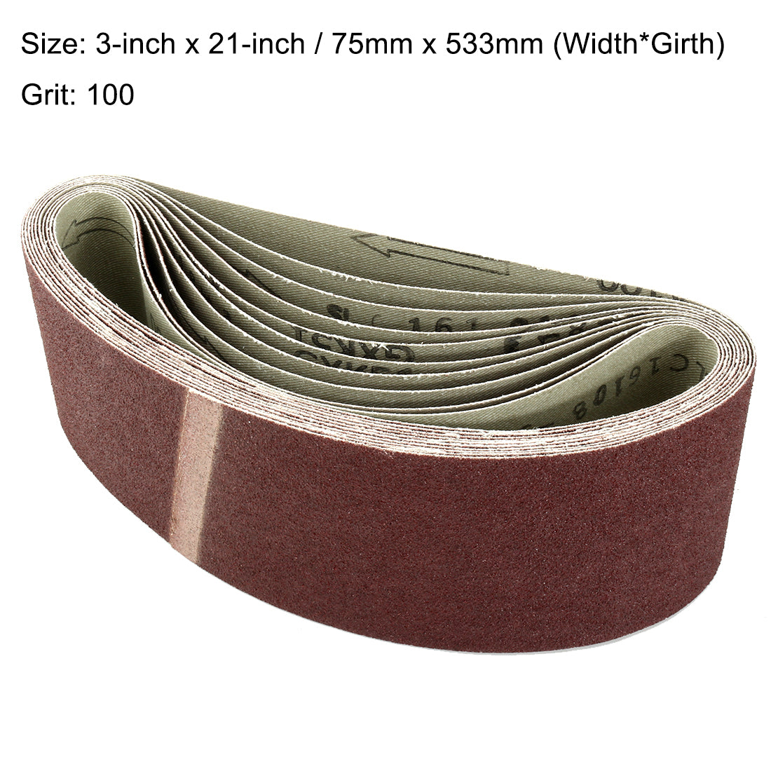Harfington 3-Inch x 21-Inch Aluminum Oxide Sanding Belt Lapped Joint 10pcs