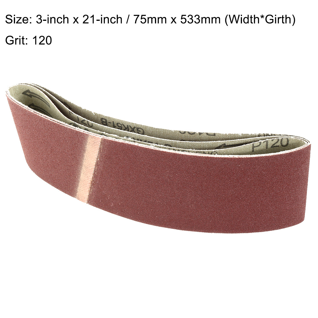 Harfington 3-Inch x 21-Inch Aluminum Oxide Sanding Belt Lapped Joint 3pcs