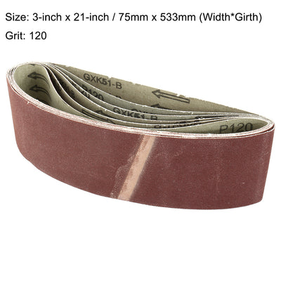 Harfington 3-Inch x 21-Inch Aluminum Oxide Sanding Belt Lapped Joint 6pcs